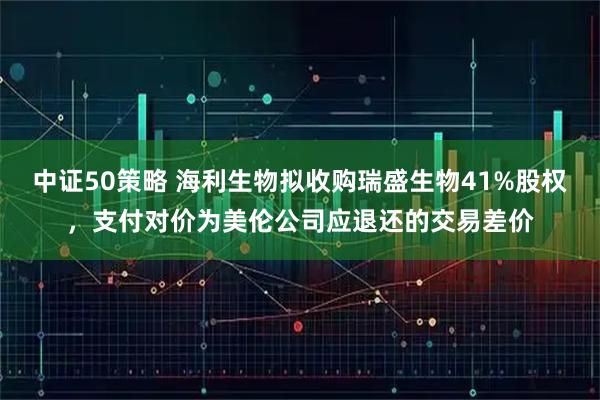 中证50策略 海利生物拟收购瑞盛生物41%股权，支付对价为美伦公司应退还的交易差价